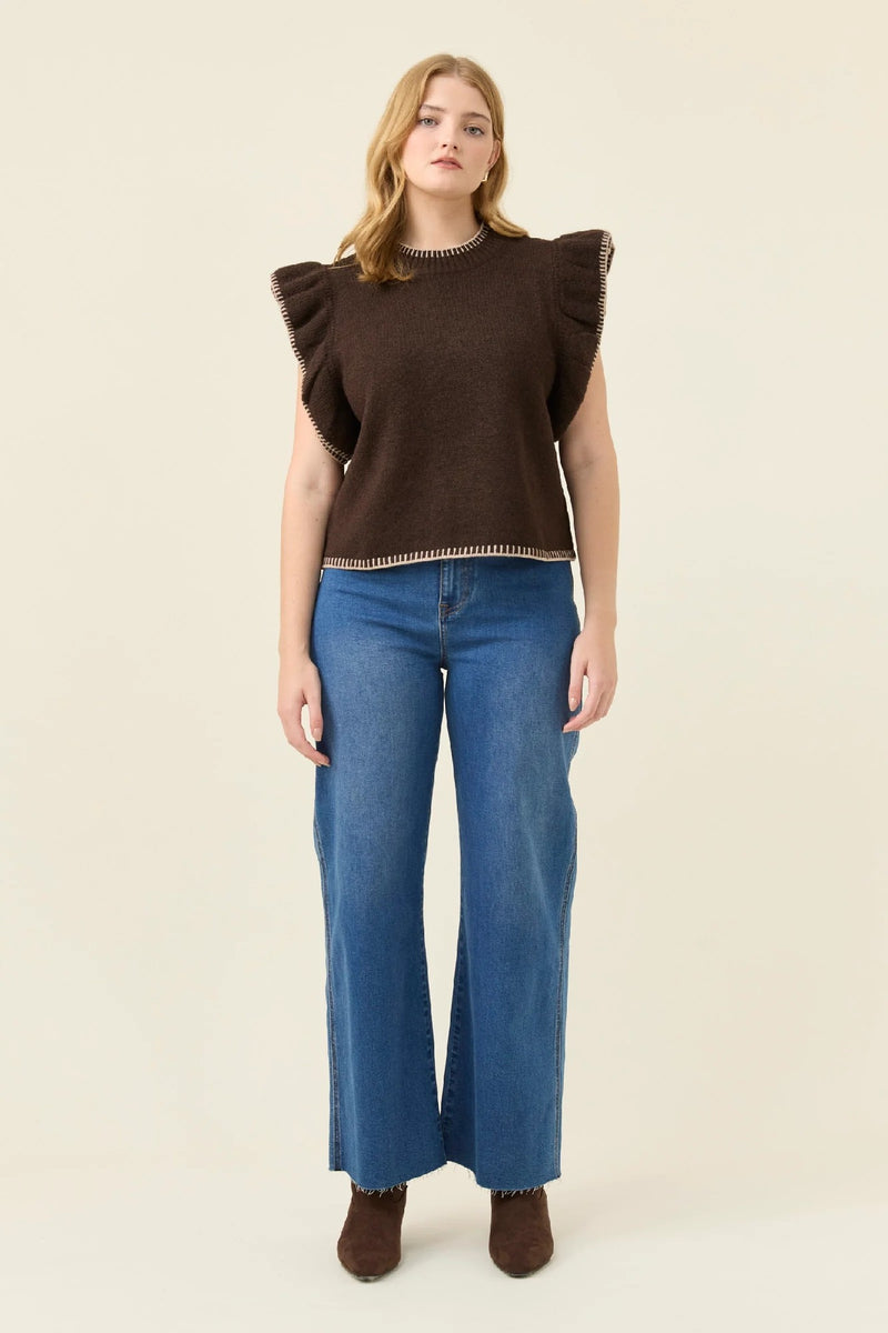 Isle Of Mine - Athena Frill Knit Top Chocolate – Loaves and Fishes