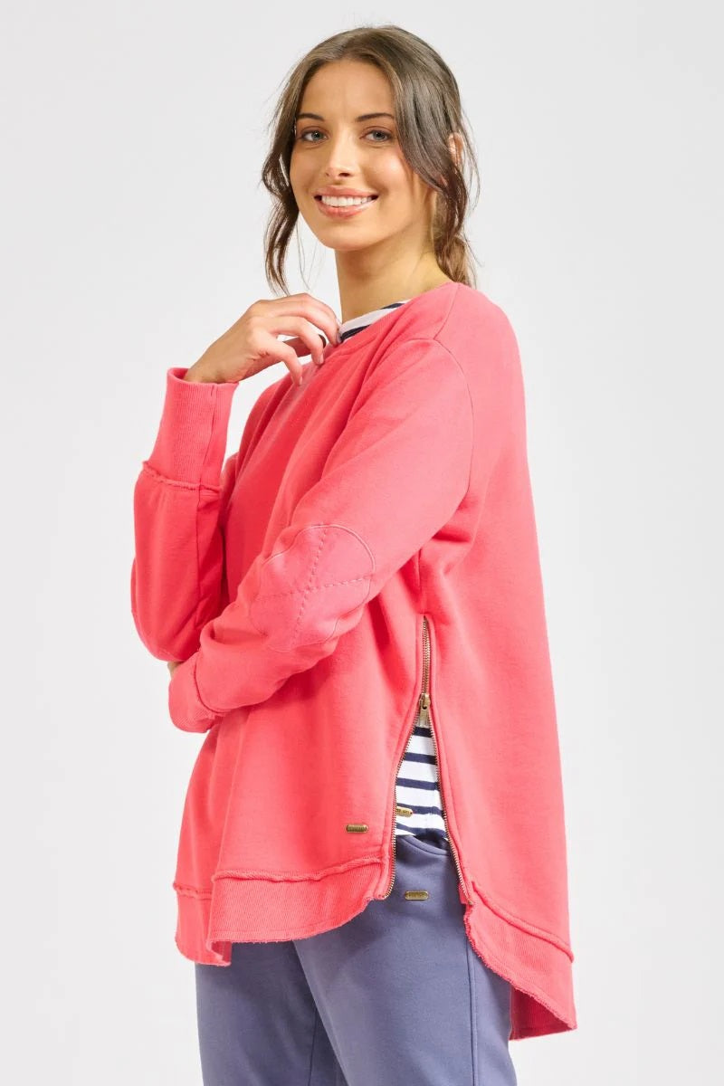 Robe Zipside Stripey Sweatshirt Portsea Red [sz:l]