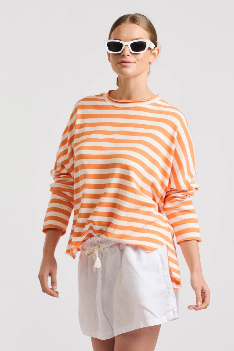 Est - Raw Summer Sweatshirt Orange And White Stripe [sz:s/m]