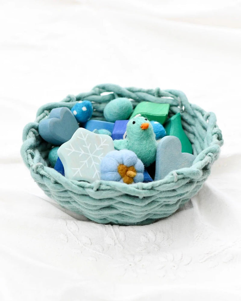 Tara Treasures - Felt Weave Basket Light Blue 