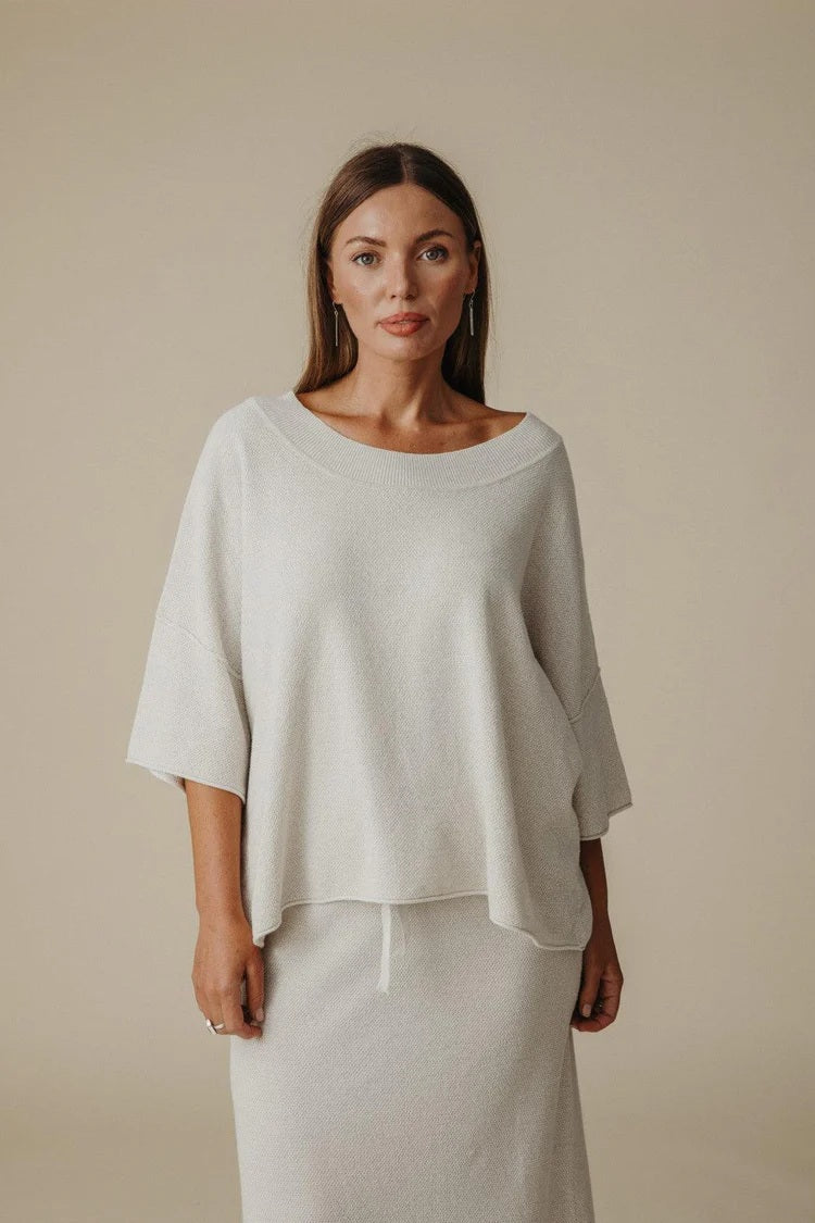 Talamaya - Retreat Cotton Twist Tee Pullover Silver X Salt [sz:s]
