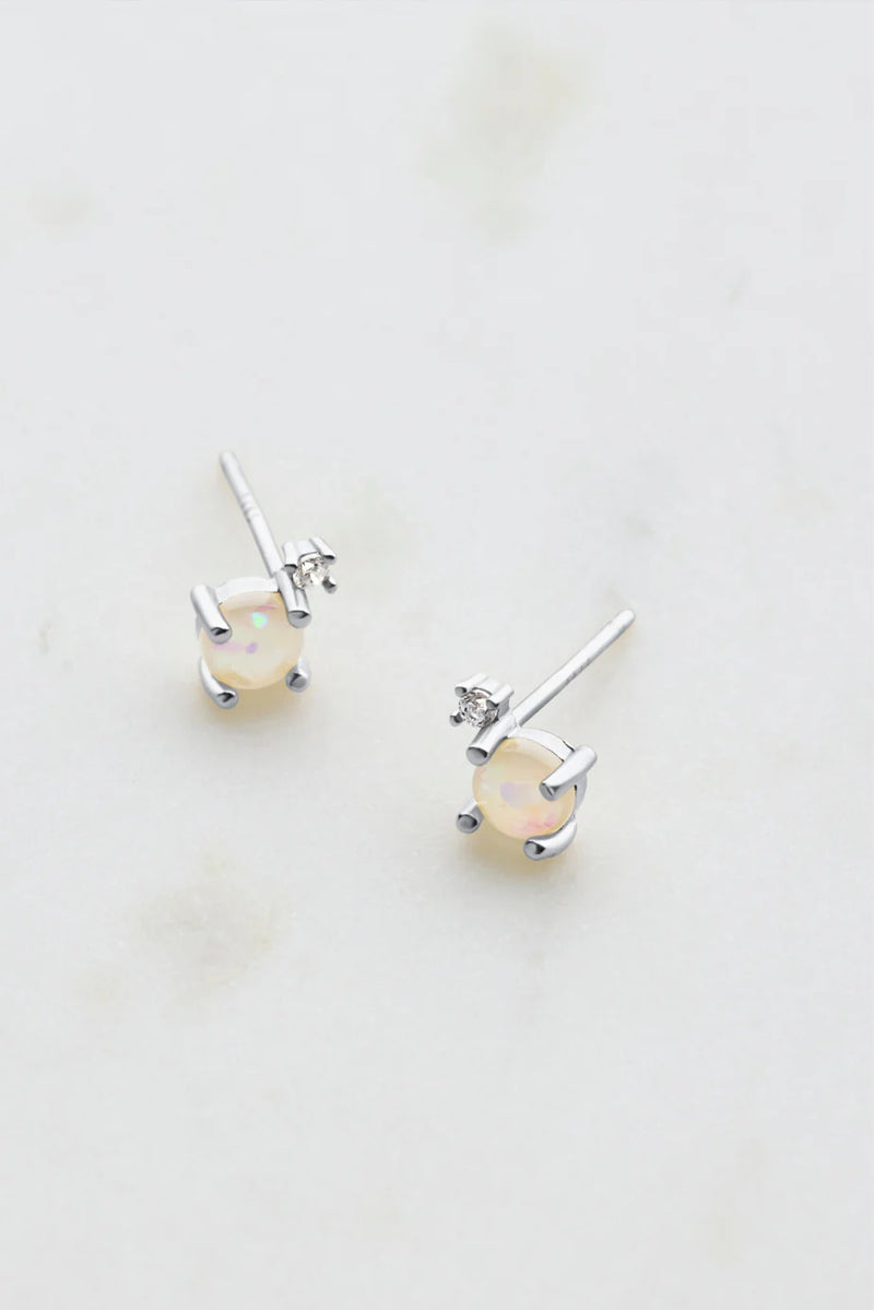 Zafino - Opal And Crystal Cluster Stud Silver 