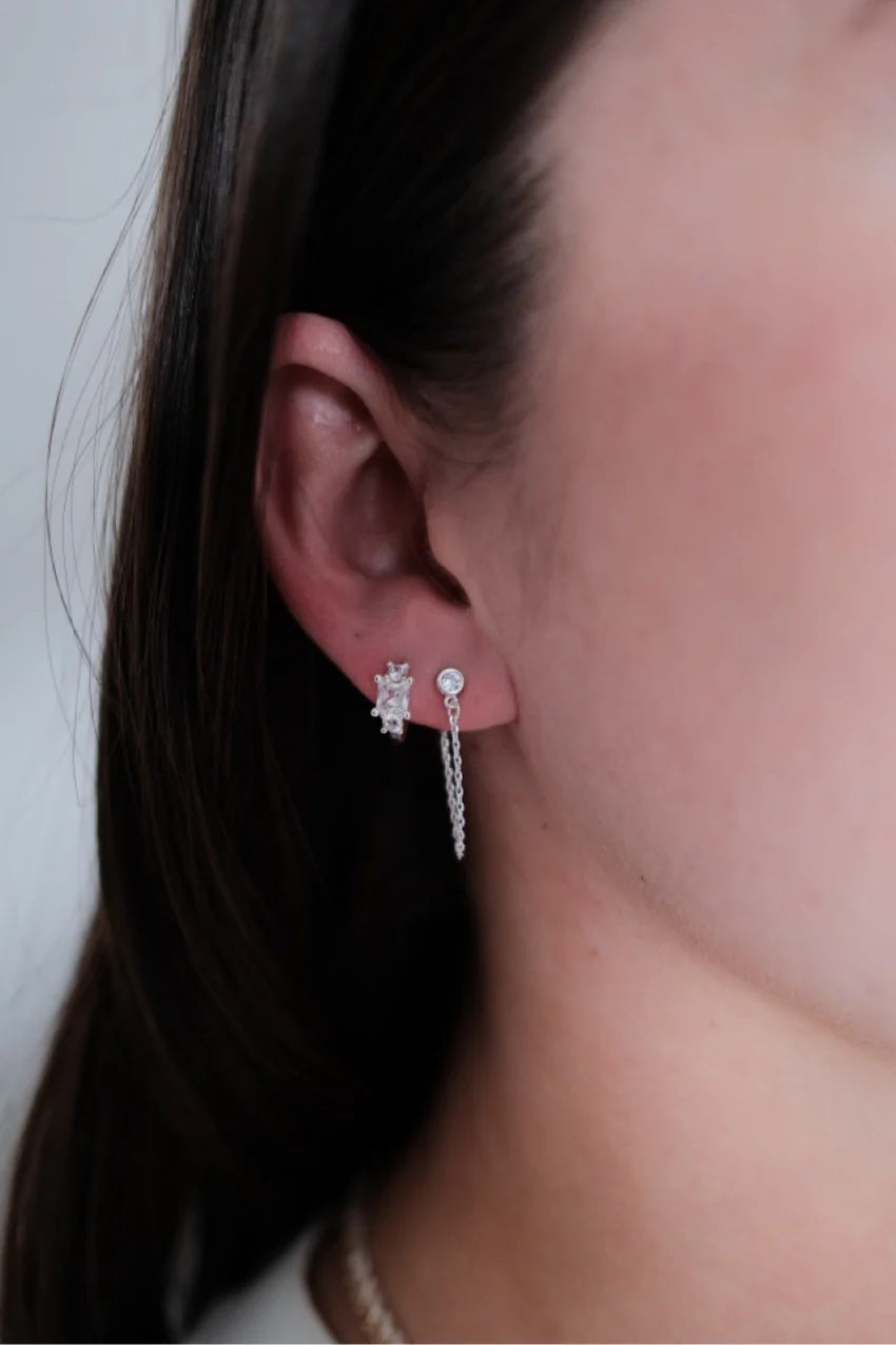 Zafino - Crystal Chain Wrap Earring Silver