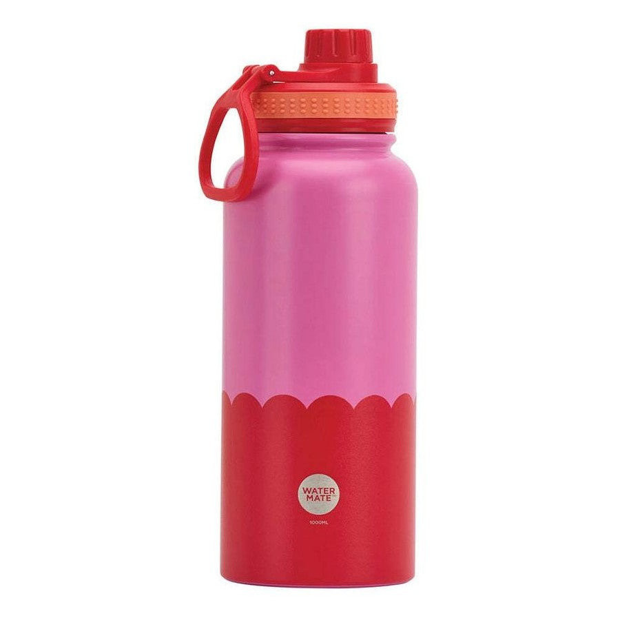 Watermate - Stainless Wave  Water Bottle 1ltr Pink And Red 