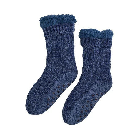Annabel Trends - Chenille Lounge Socks Sherpa Navy [sz:one Size]