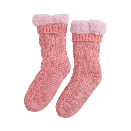 Annabel Trends - Chenille Lounge Socks Sherpa Shell Pink [sz:one Size]