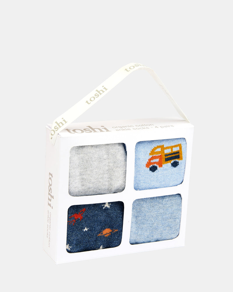 Organic Socks Gift Box Ankle Assorted Handsome [sz:0-6]