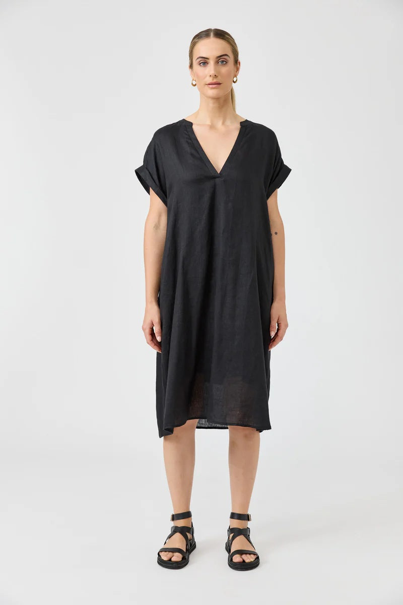 Eb & Ive - Studio Midi Shirt Dress Ebony [sz:small]