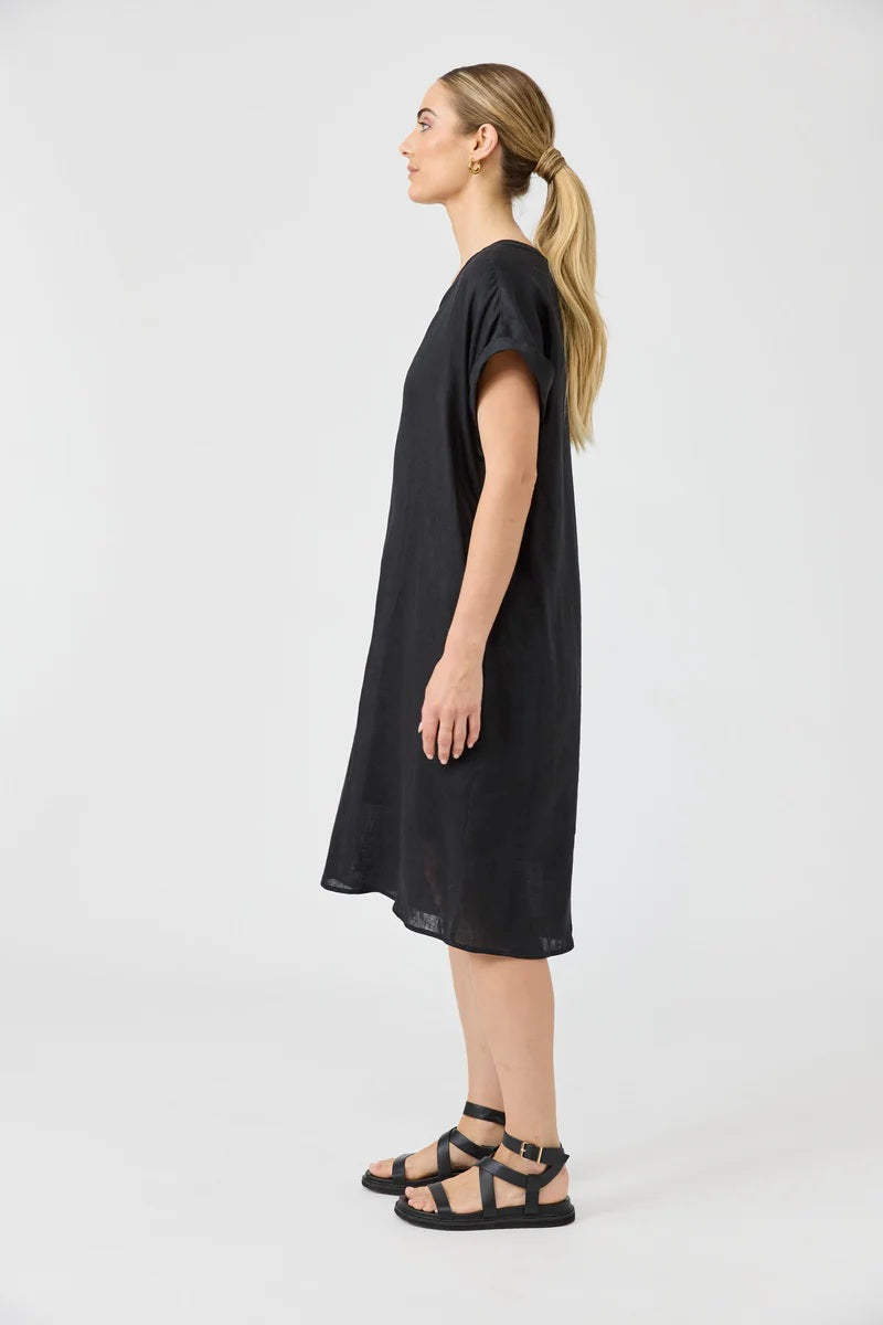 Eb & Ive - Studio Midi Shirt Dress Ebony [sz:small]