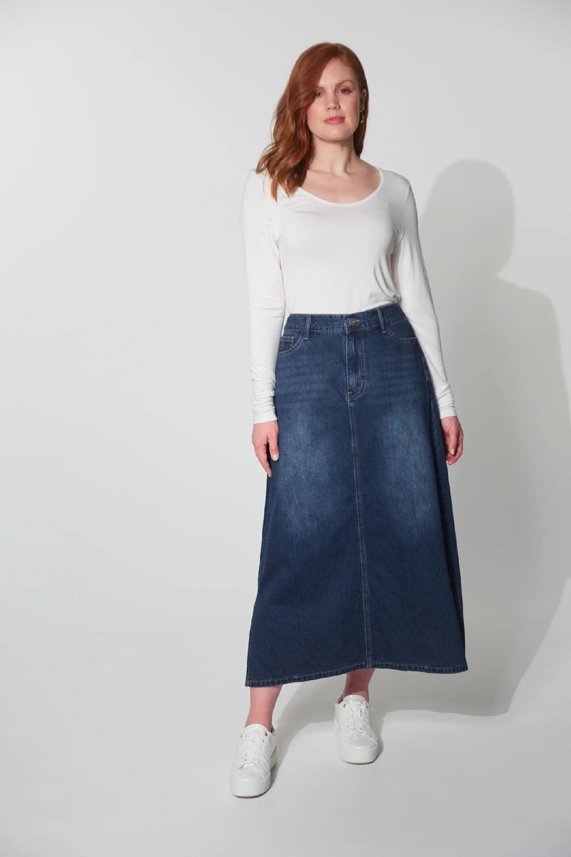 Dalton Denim Skirt [sz:s/m Clr:indigo]