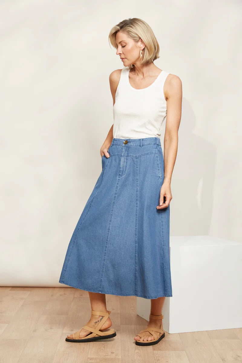 Playa Midi Skirt [sz:s Clr:denim]