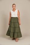 Isle Of Mine - Remi Tiered Skirt [sz:small Clr:olive]