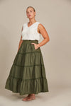 Isle Of Mine - Remi Tiered Skirt [sz:small Clr:olive]