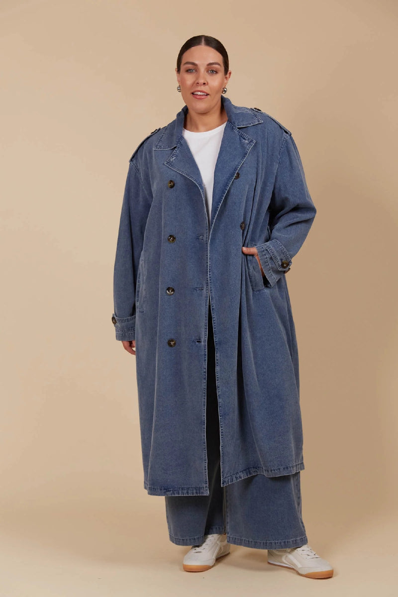 Isle Of Mine - Freya Trench Coat Denim [sz:m]