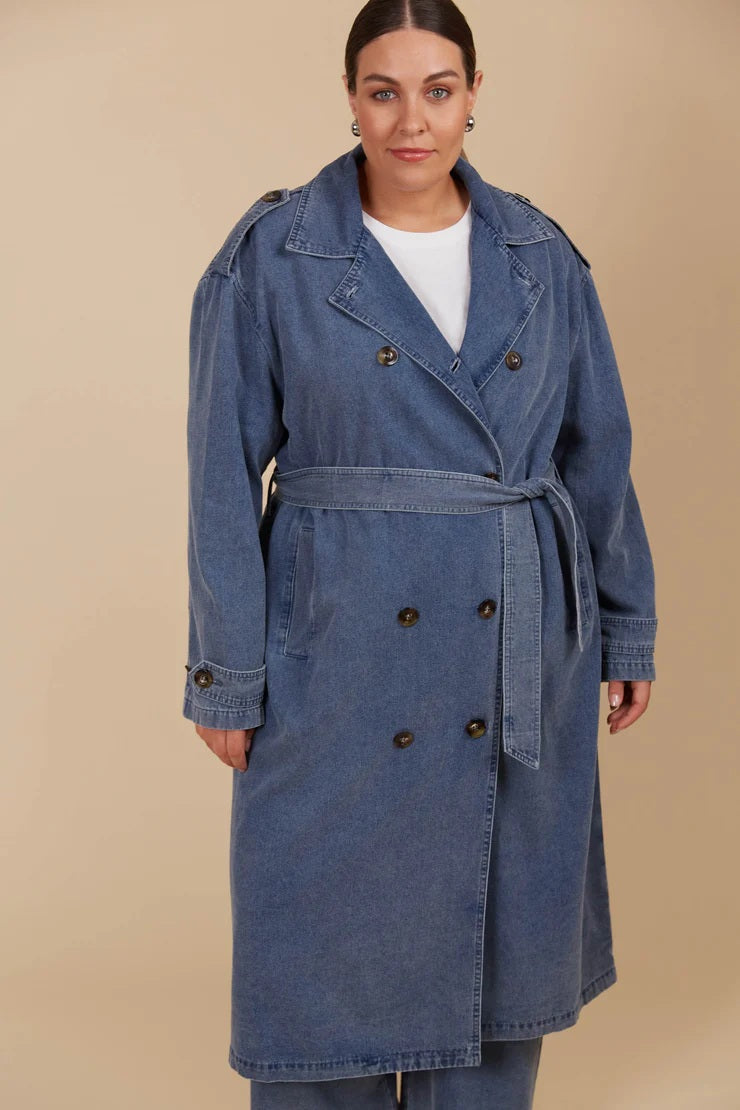Isle Of Mine - Freya Trench Coat Denim [sz:m]