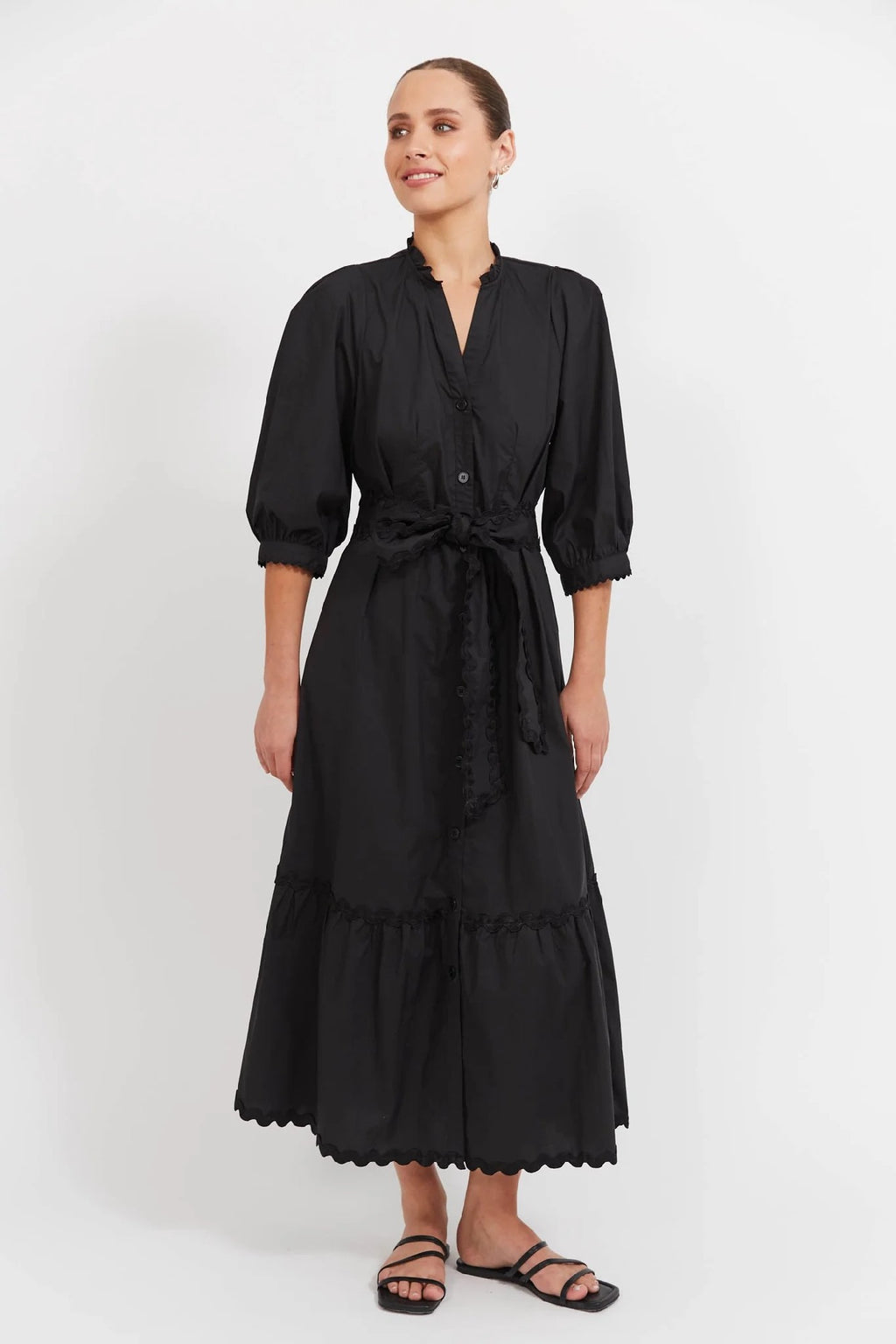 Haven - Brasilia Button Maxi Dress Black [sz:s]