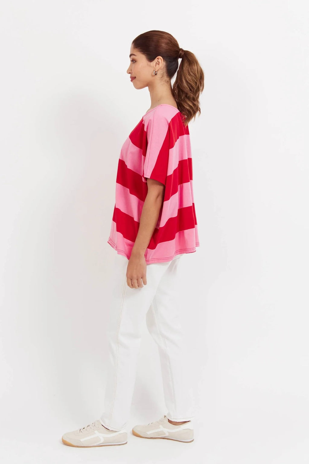 Haven - Jardin Stripe Tshirt Garnet [sz:one Size]