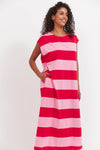 Haven - Jardin Stripe Tshirt Dress Garnet [sz:s]