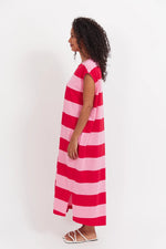 Haven - Jardin Stripe Tshirt Dress Garnet [sz:s]