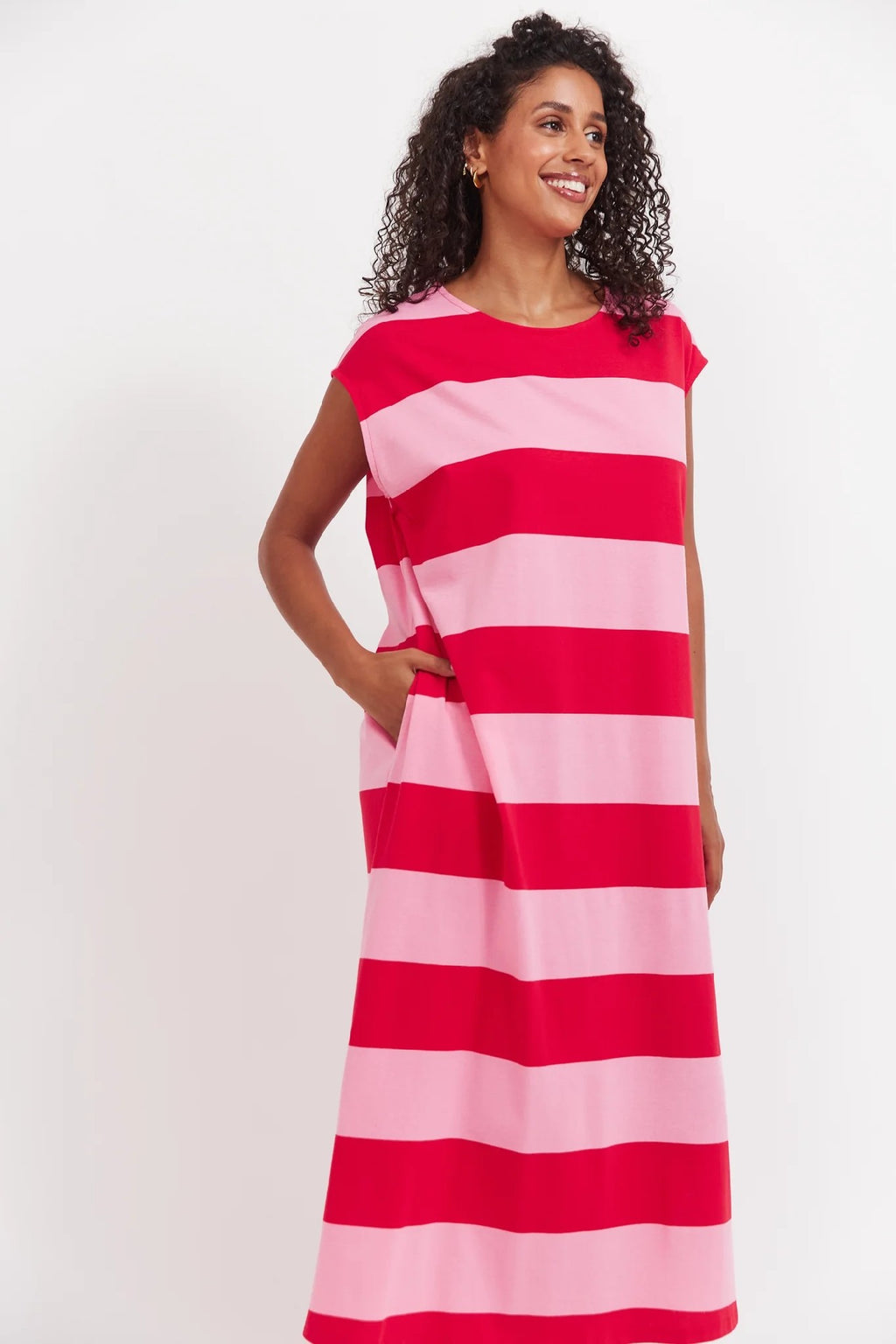 Haven - Jardin Stripe Tshirt Dress Garnet [sz:s]