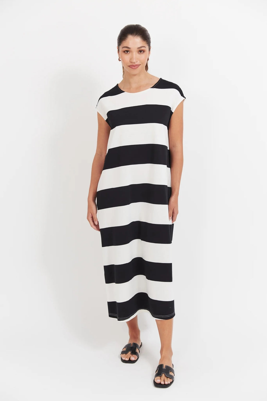 Haven - Jardin Stripe Tshirt Dress Black [sz:s]