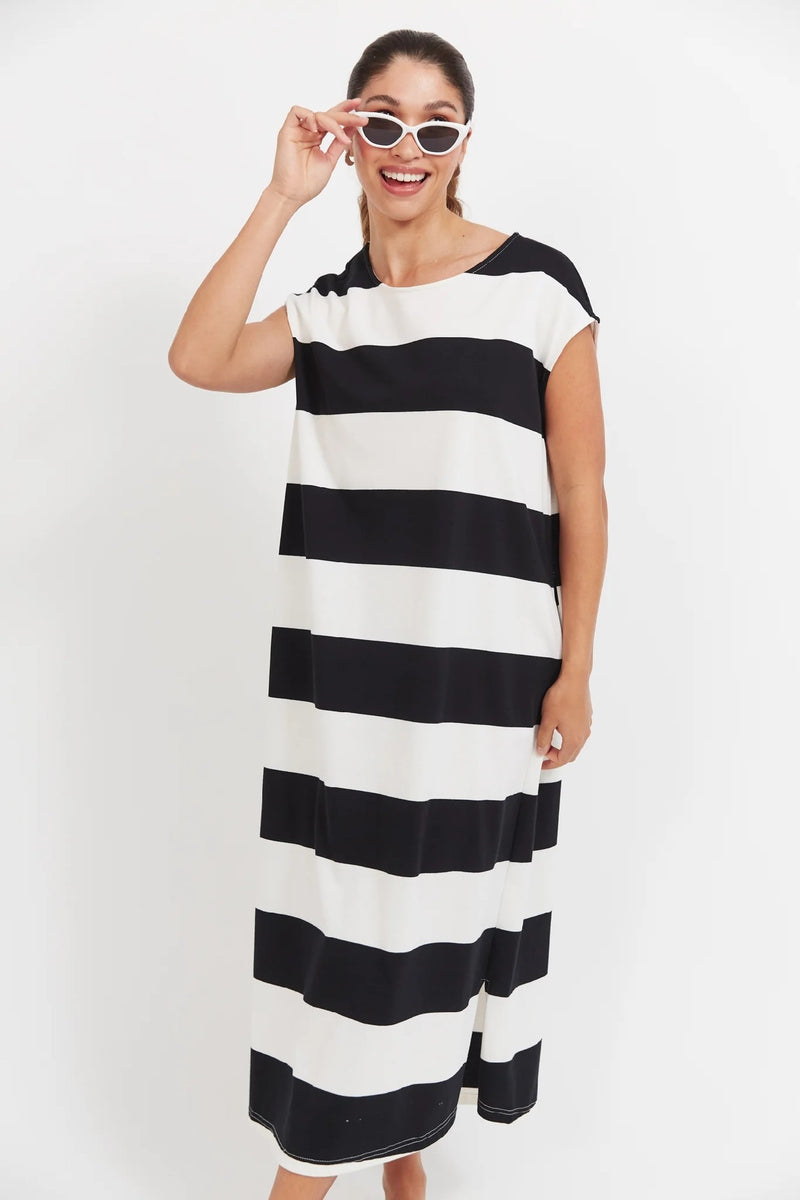 Haven - Jardin Stripe Tshirt Dress Black [sz:s]