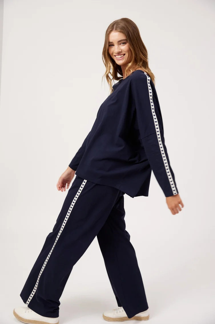 Haven - Elba Heart Long Sleeve Tshirt Navy [sz:one Size]