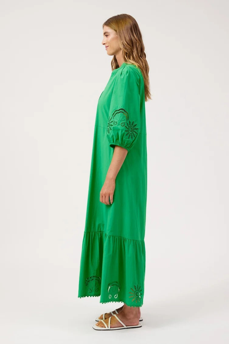 Haven - Larissa Broderie Maxi Dress Green [sz:s]