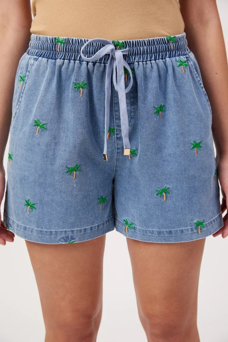 Haven - Mauritius Embroidered Denim Shorts Blue [sz:s]