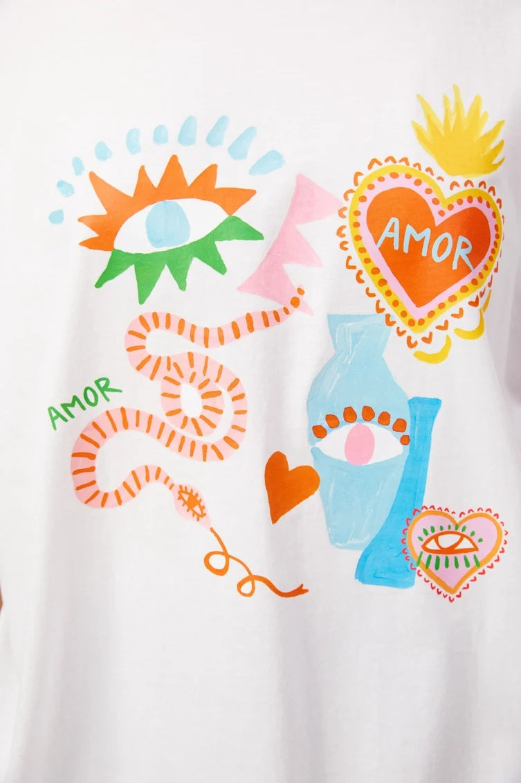 Haven - Mykonos Graphic Tshirt White Amor [sz:s]
