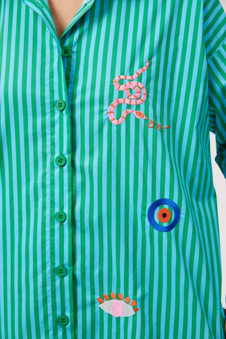 Haven - Mykonos Stripe Shirt Green [sz:s]