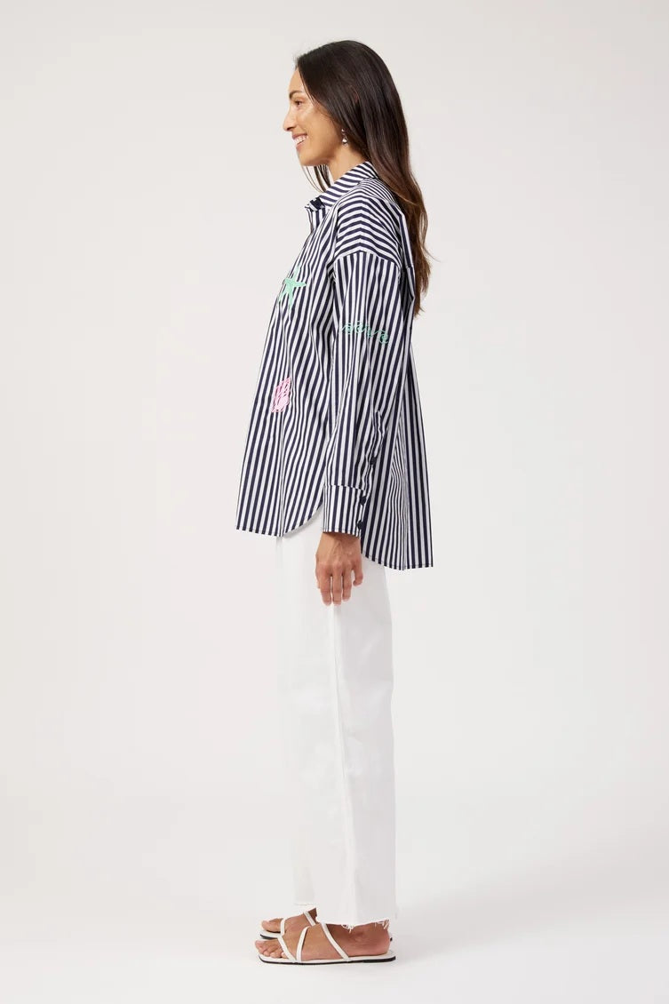 Haven - Mykonos Stripe Shirt Navy [sz:s]