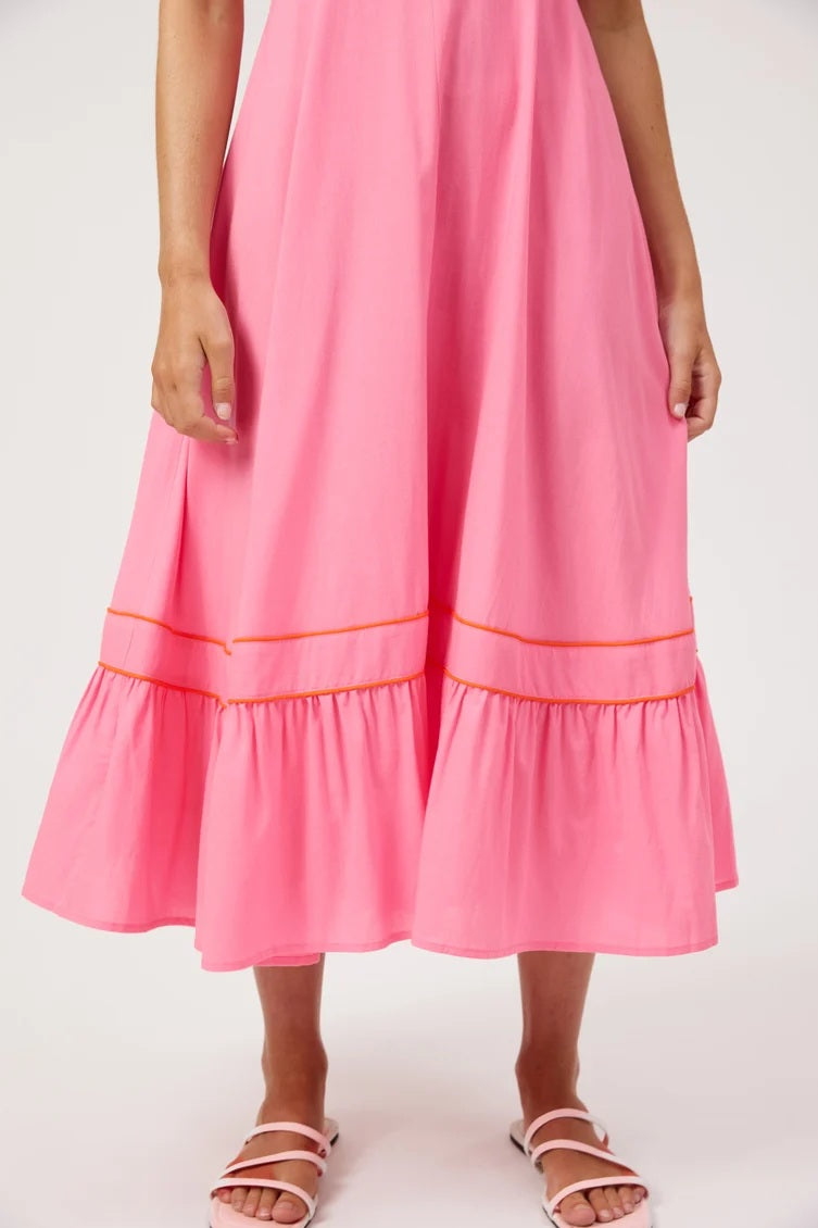 Haven - Positano Contrast Midi Dress Pink [sz:s]