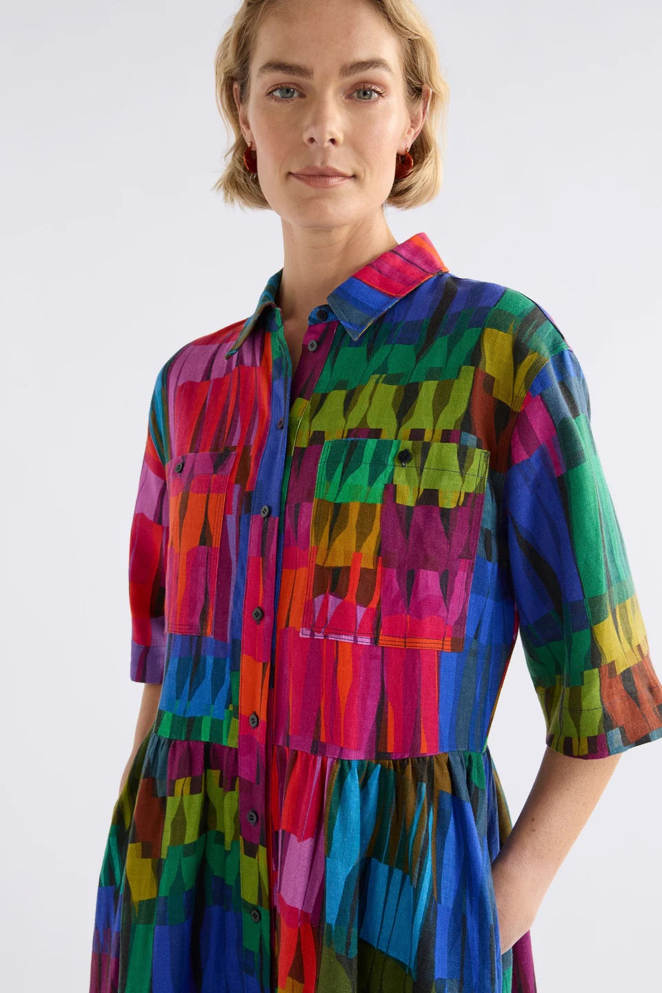 Elk The Label - Llinen Light Dress Lind Dark Print [sz:10]