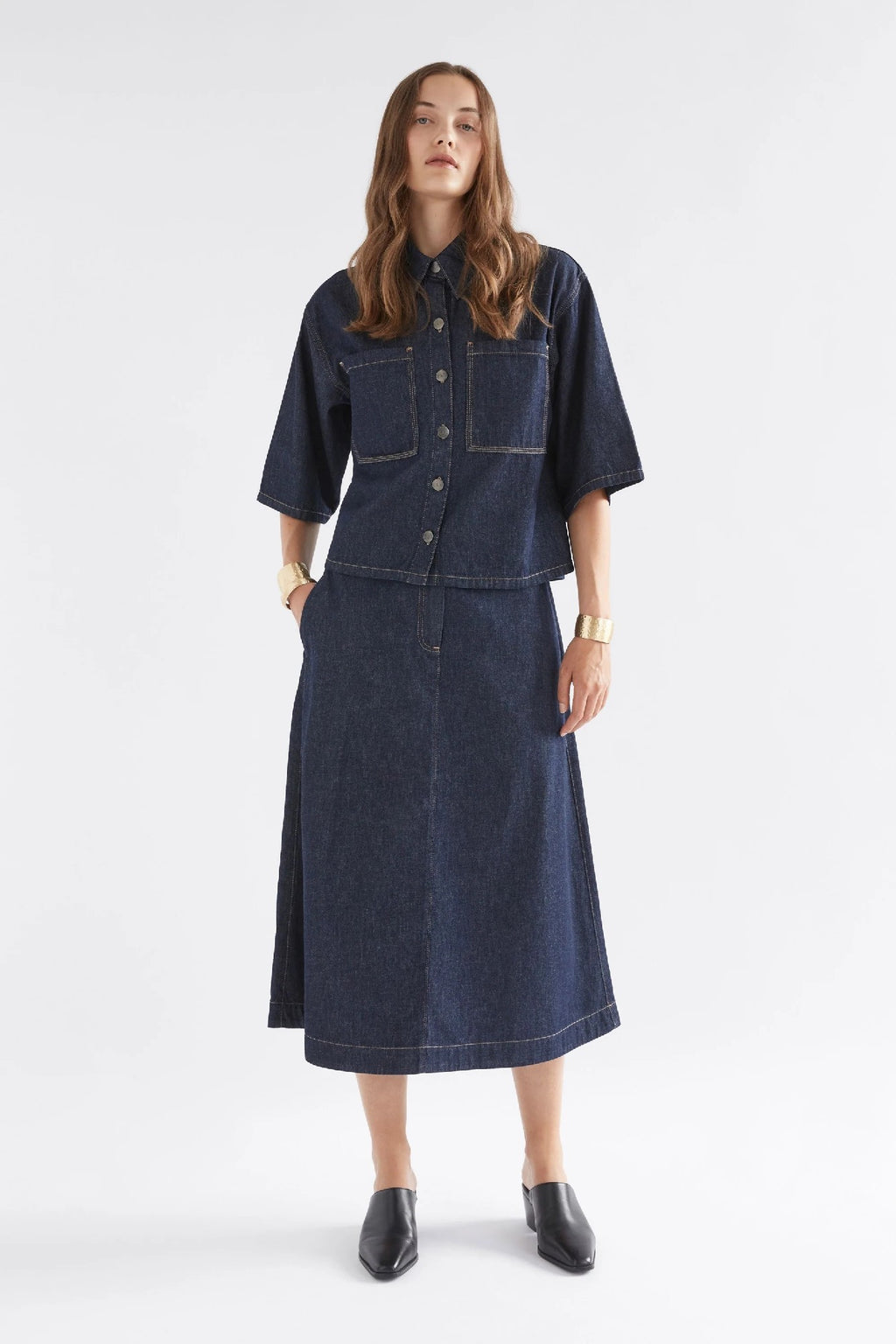 Elk The Label - Denym Skirt [sz:8 Clr:authentic Blue Wash]