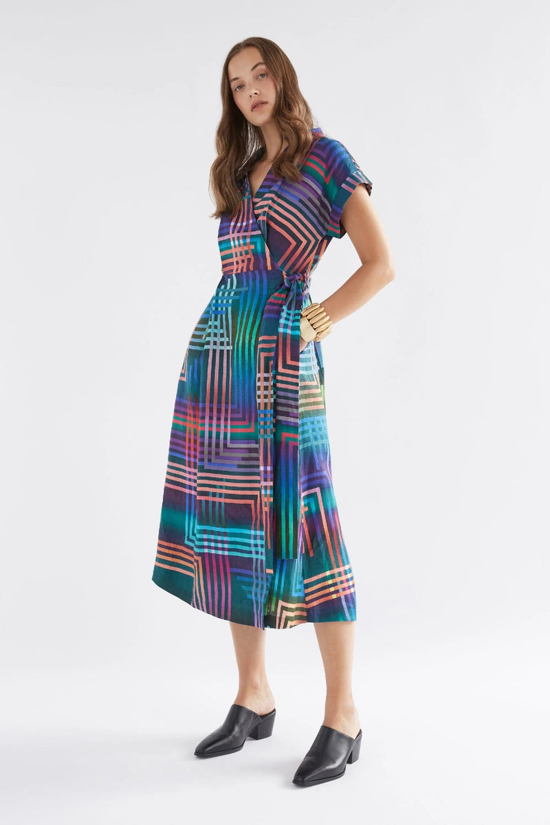 Elk The Label - Minnen Wrap Dress [sz:10 Clr:navy Ligheten Print]