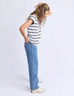 Foxwood - Manly Stripe Tee White / Blk Str [sz:10]