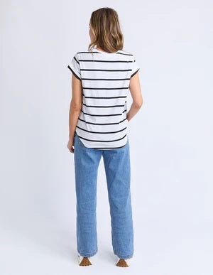 Foxwood - Manly Stripe Tee White / Blk Str [sz:10]