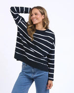 Foxwood - Jayne Stripe Throw On Top Navy / White Stripe [sz:10]