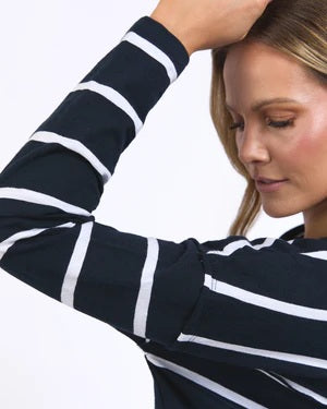 Foxwood - Jayne Stripe Throw On Top Navy / White Stripe [sz:10]