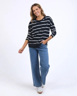 Foxwood - Jayne Stripe Throw On Top Navy / White Stripe [sz:10]