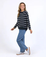 Foxwood - Jayne Stripe Throw On Top Navy / White Stripe [sz:10]