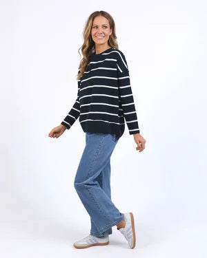 Foxwood - Jayne Stripe Throw On Top Navy / White Stripe [sz:10]