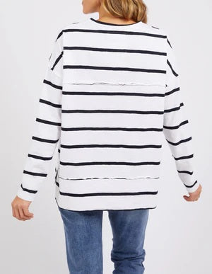 Foxwood - Jayne Stripe Throw On Top White / Dark Sapphire Stripe [sz:14]