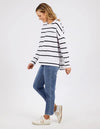 Foxwood - Jayne Stripe Throw On Top White / Dark Sapphire Stripe [sz:14]
