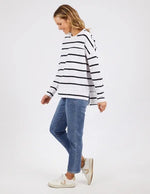 Foxwood - Jayne Stripe Throw On Top White / Dark Sapphire Stripe [sz:14]