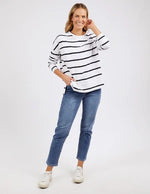 Foxwood - Jayne Stripe Throw On Top White / Dark Sapphire Stripe [sz:14]