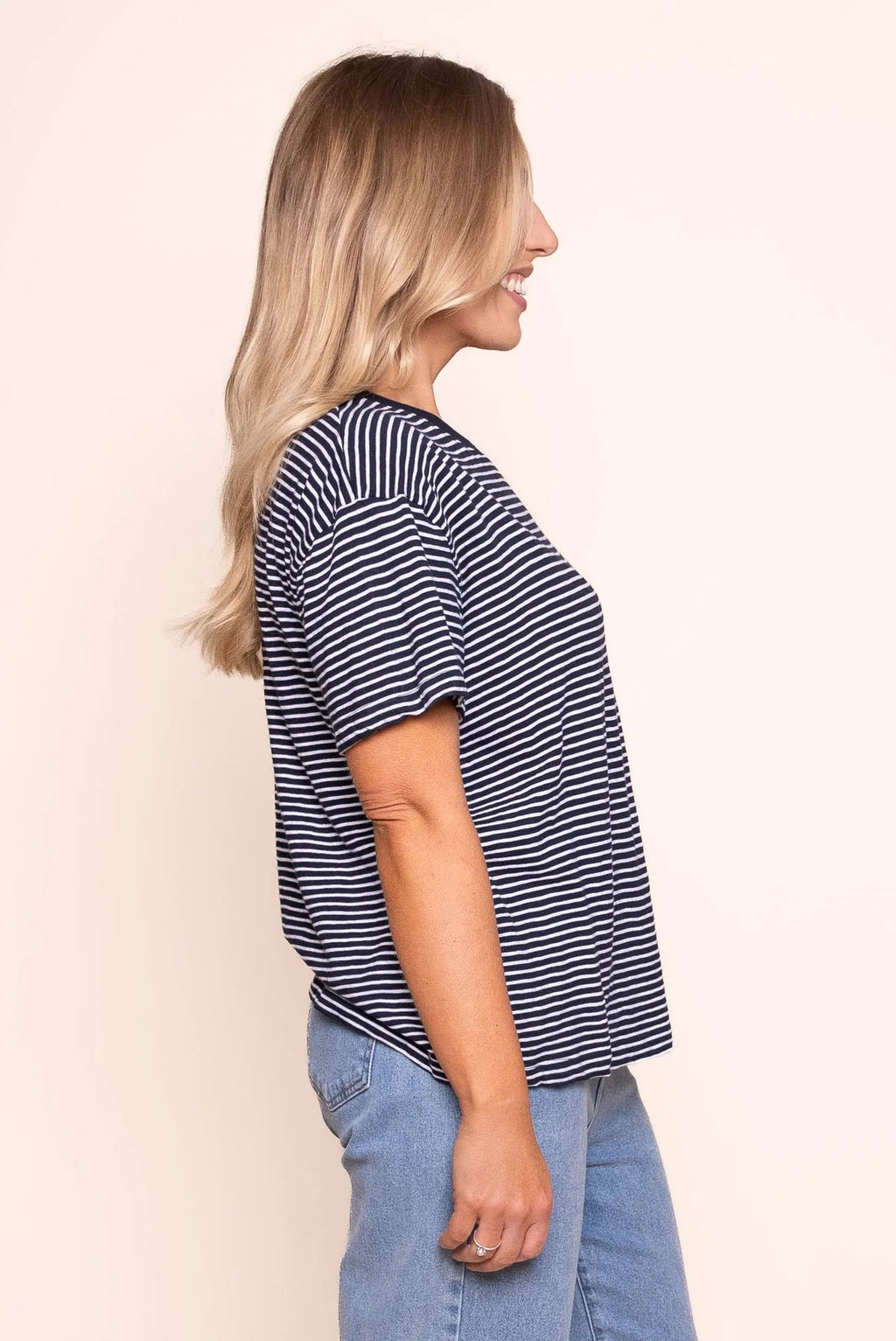 Foxwood - Hutch Stripe Tee Navy / White Stripe [sz:10]