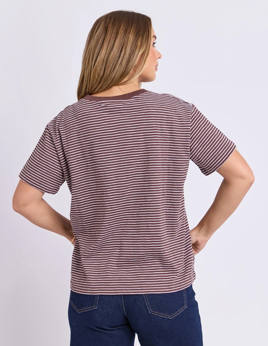 Foxwood - Hutch Stripe Tee Chocolate / White Str [sz:8]