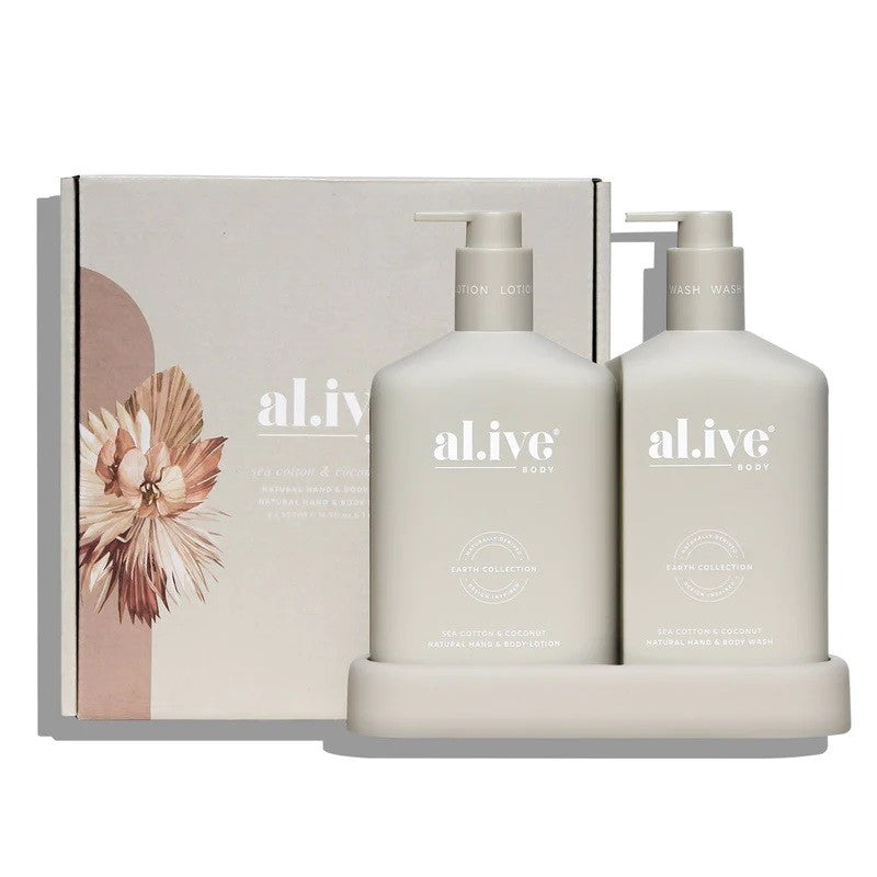 Al.ive Body - Wash & Lotion Duo + Tray - Sea Cotton And Coconut